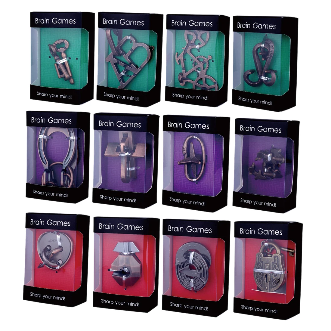 12 шт. цинковый сплав золота лабиринт игрушка-головоломка интеллект пряжки