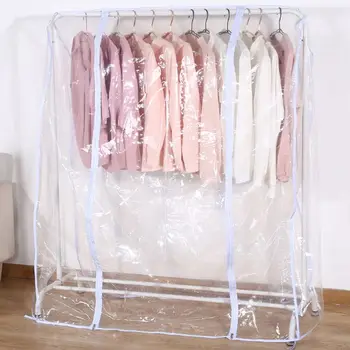 

Clear Waterproof Dustproof Zip Clothes Rail Cover Clothing Rack Cover Protector Bag Hanging Garment Suit Coat Storage Display