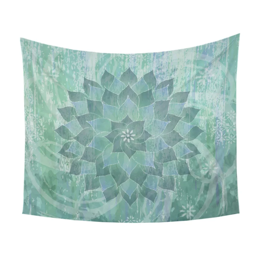 

Creative Floral Lotus Tapestry Mandala Wall Hanging Art Carpet Green Decorative Tapestry