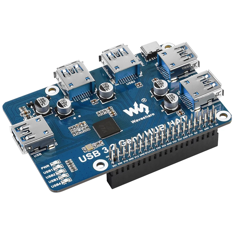 Placa de Expansão Usb Raspberry pi Hub Usb x Porta Usb 3.2 Portas Gen1 Motorista-chapéu Livre para Raspberry pi Modelo b 3b Plus 3b