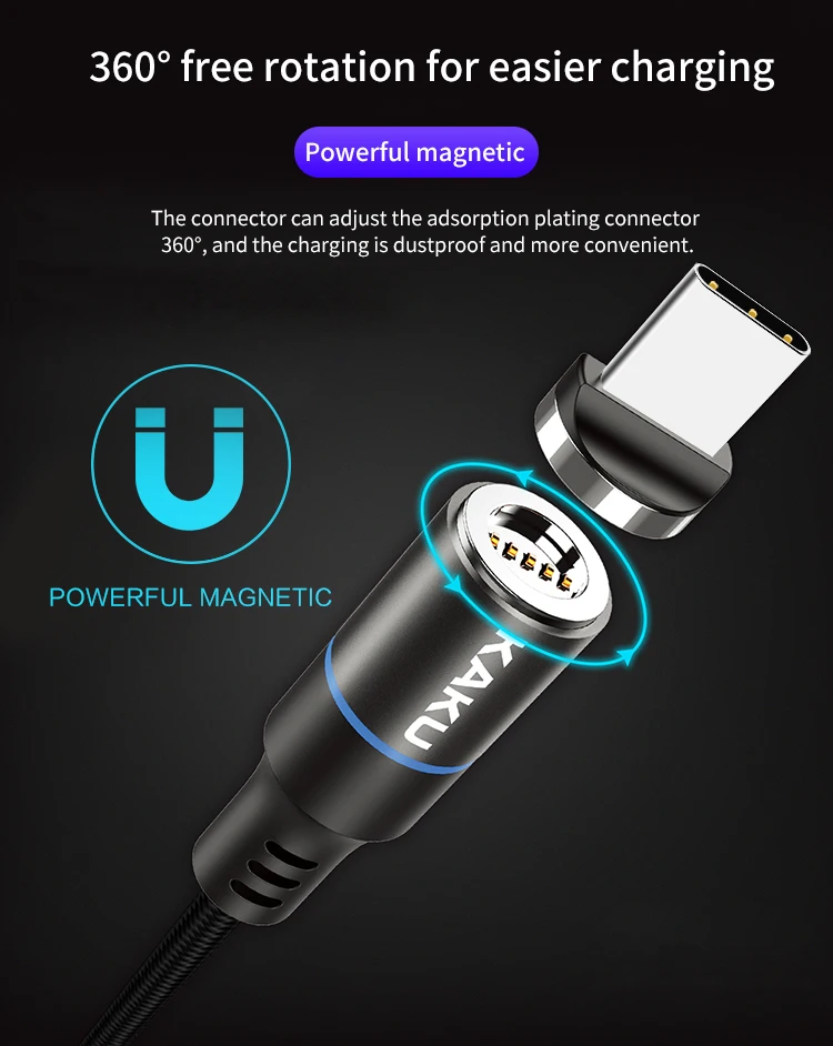 KAKU 3в1 usb Магнитный кабель для быстрой зарядки type c micro Магнитный usb кабель 3в1 usb кабель для iphone 11 pro samsung galaxy s9