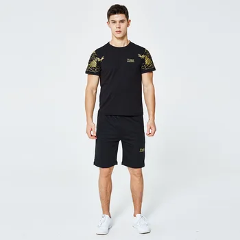 

EU SIZE 2 Pcs Sports T-Shirt Men's Suits Running T Shirt Jogging Shorts Mens Sportswear Suit Soccer Tracksuit Gym Training Sets
