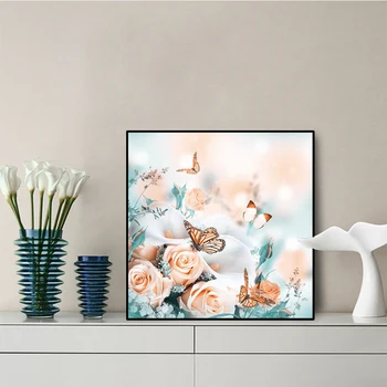 

Butterflies in Love with Flowers Decorative Calligraphy Art Wall Pictures for Living Room Posters and Prints Home Decoration