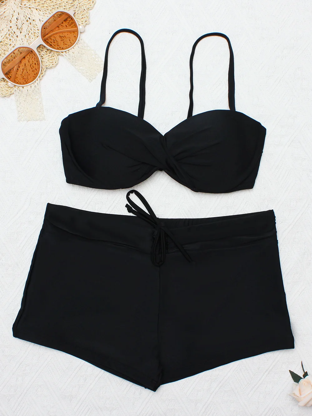 low waisted short bikini set