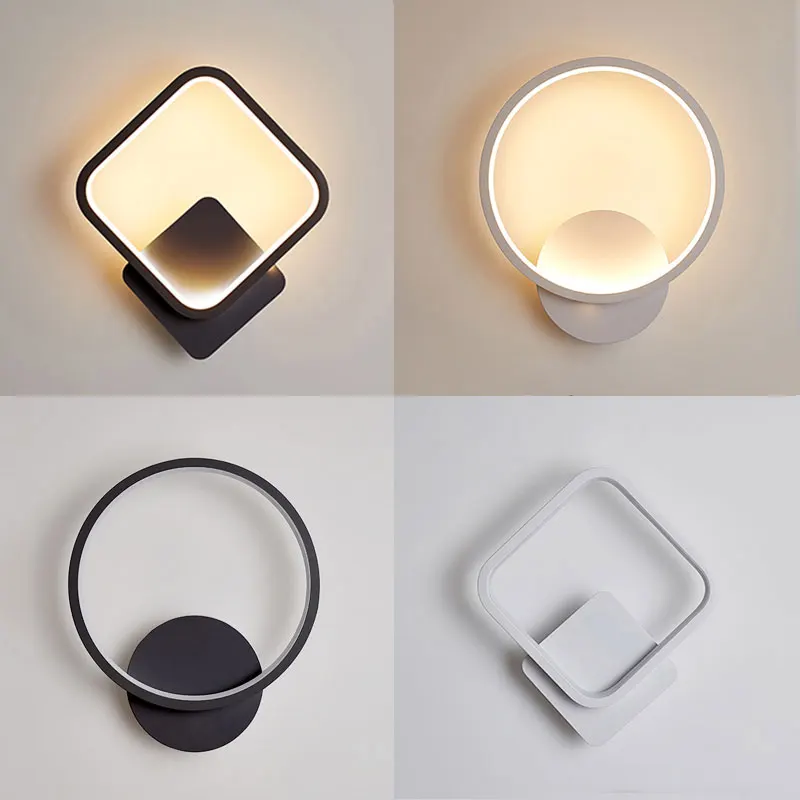 

Hot selling led wall lamp indoor black and white wall lamp simple art mural indoor home decoration modern bedside wall lamp