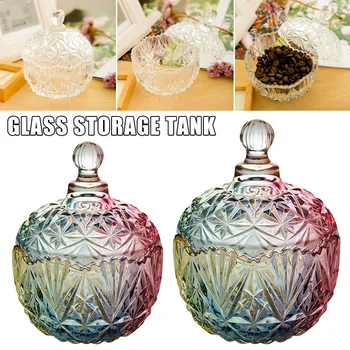 

Hot Glass Candy Jar with Lid Decorative Candy Bowl Crystal Covered Storage Jar for Snacks Hogard