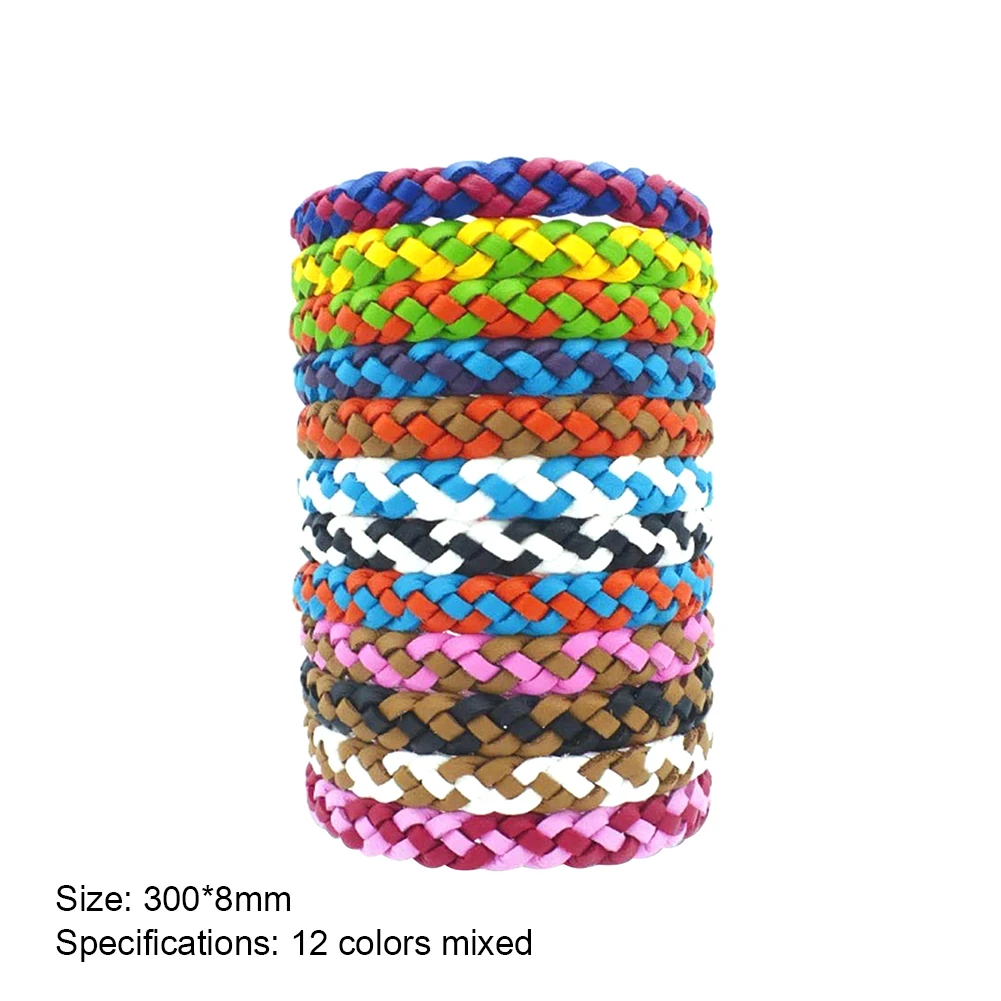 12PCS Waterproof Spiral Wrist Band Double Color Rope Mosquito Repellent Bracelet Anti Mosquito But Pest Repellent Bracelet