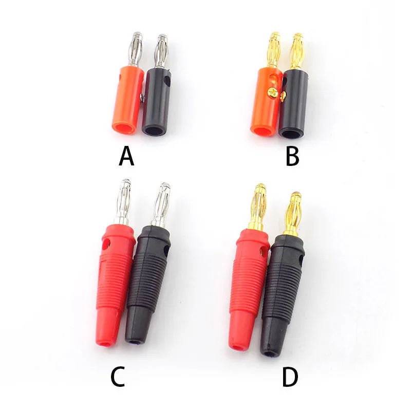 

10pcs Banana plug Audio Speaker Screw Gold Plate Plugs Connector 4mm Adapter Solderless Black Red color K13