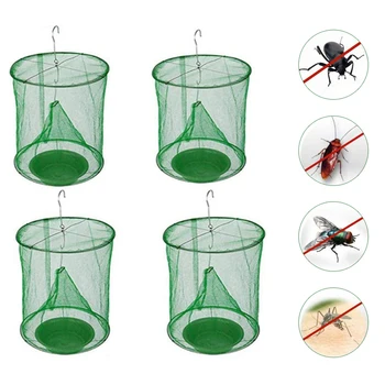 

6pcs Fly Traps Outdoor Hanging Fly Catcher for Family Farms Restaurants Folding Reusable Fly Insect Trap Net Catcher Killer Cage