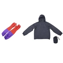 1 пара эластичных фиолетовых резиновых перчаток длиной 18,9 дюйма и 1 шт. водонепроницаемые перчатки унисекс для езды на велосипеде и бега