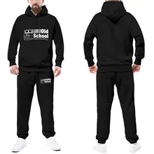 

Old School Mens Tracksuit Set E30 Old School White Male Sweatsuits Casual Sweatpants And Hoodie Set Sport