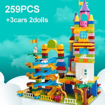 

259pcs Racing Slide Marble Race Run DIY Building Blocks Compatible Duploed Funnel Slide Big Size Bricks DIY Assembly Bricks Toy