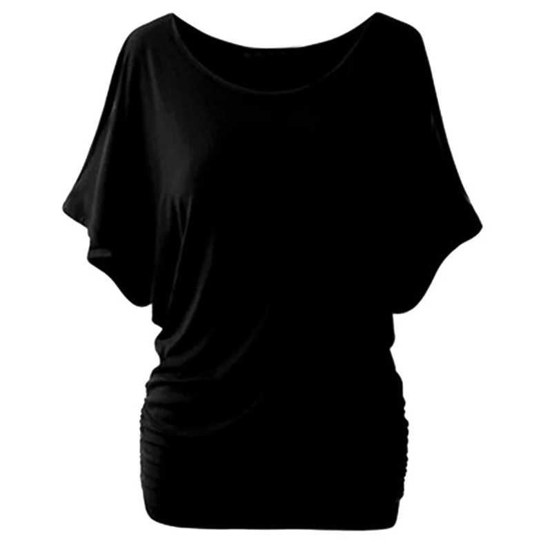 Black LOOZYKIT, 5XL размера плюс, Женская Повседневная летняя футболка,, короткий рукав, холодное плечо, перо, принт, топы, футболка, женская, Camisetas - Цвет: Black