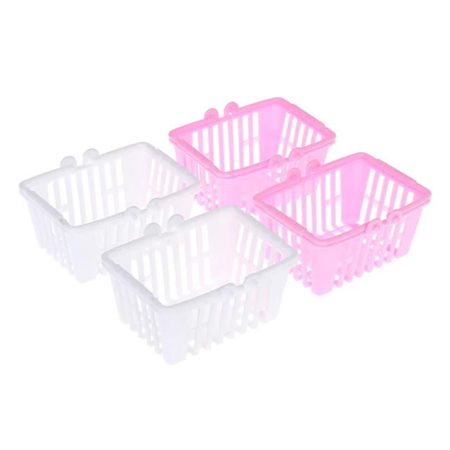 2Pcs Shopping Basket Toys Mini Supermarket Shopping Hand Basket Model Dollhouse 1