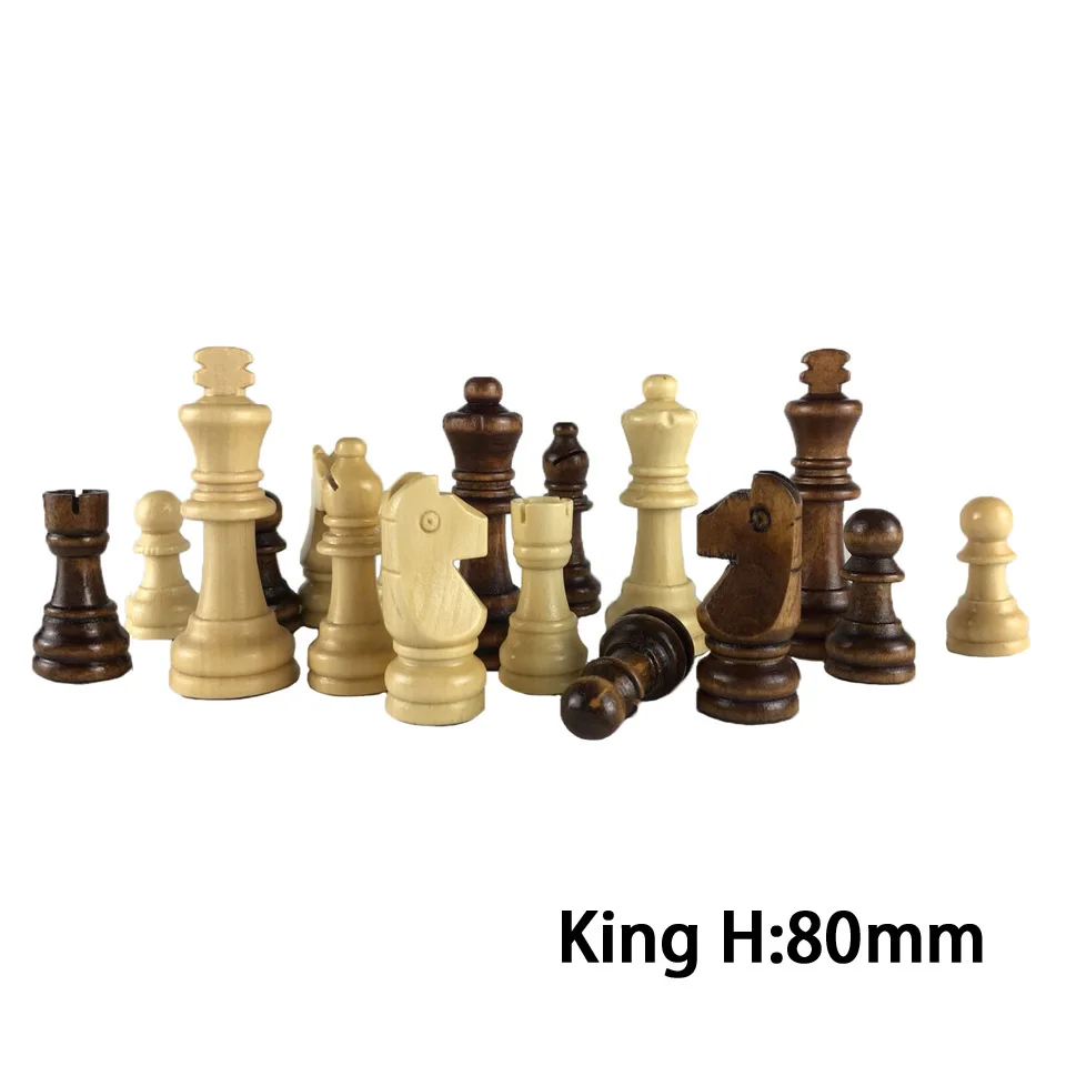 

Wooden Chess Pieces King Height 80mm Chess Set High Grade Standard Chessmen Chess Game for International Competitions IA9