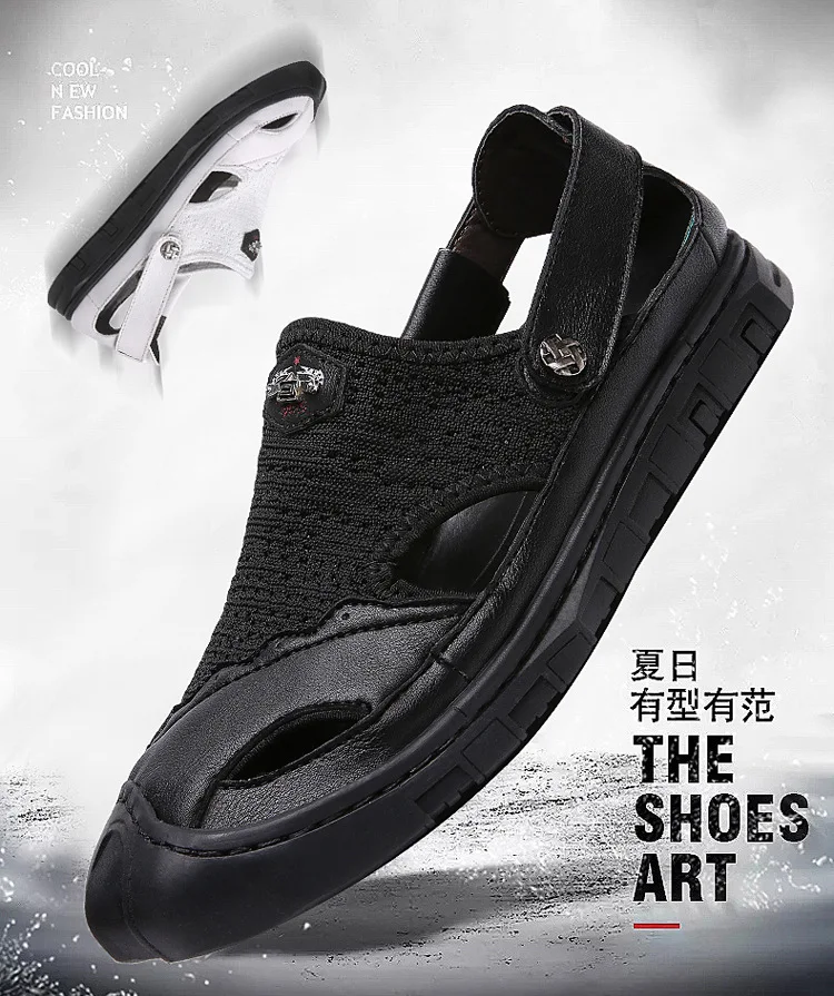 COWCOM Spring Casual Shoes Men's Breathable Sandals Comfortable Men's Shoes Leather Shoes Women Fashion CLK-318