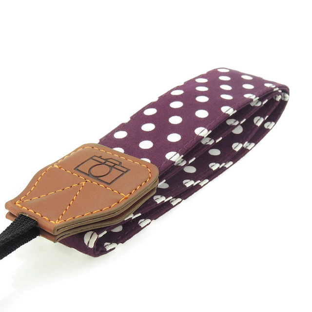 38cm Cotton Retro Polka Dot Camera Shoulder Belt adjustable Neck Photo Strap PU leather For SLR/DSLR Camera #734