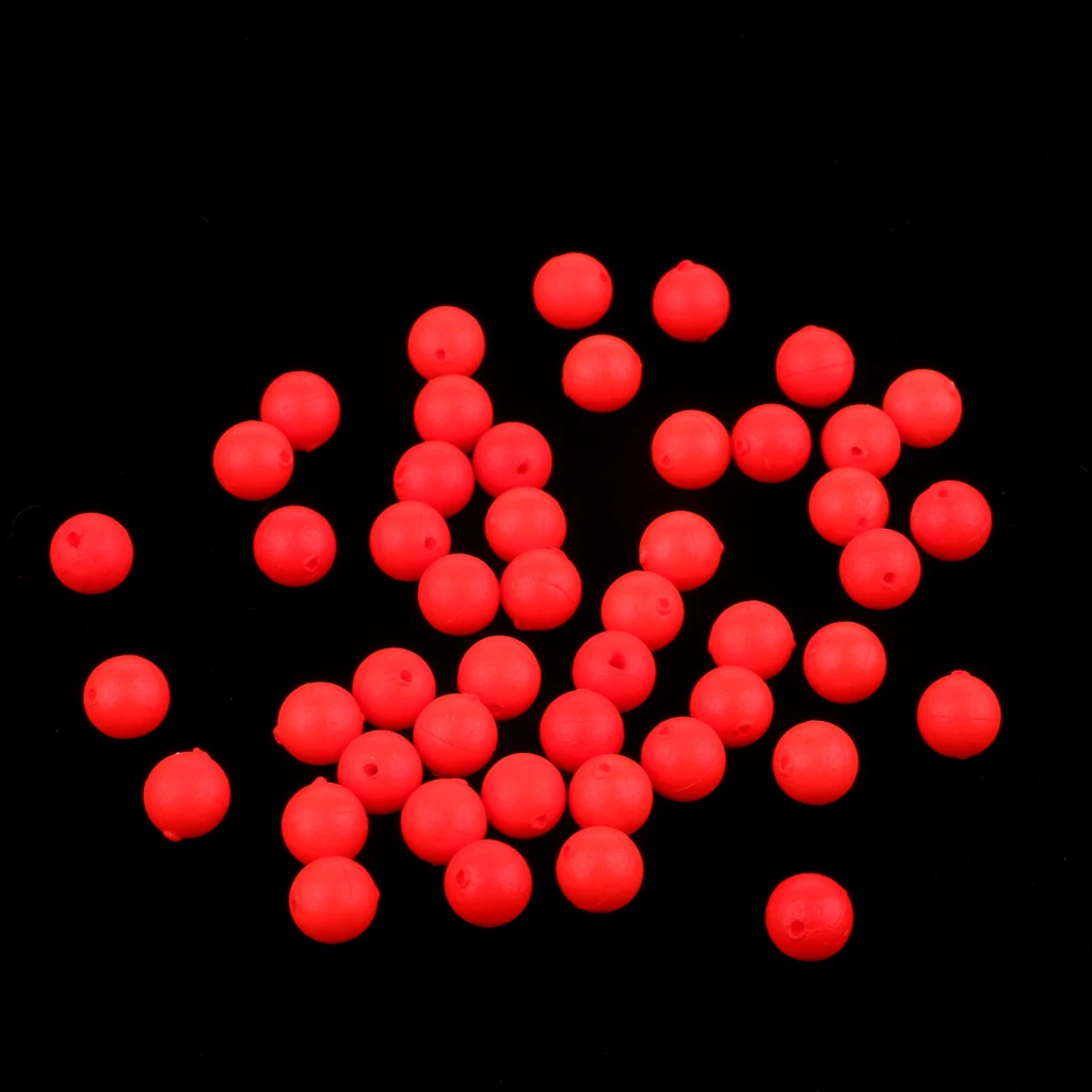 50pcs Red EVA Foam Fishing Floats Ball Eye-catching Beans Strike Indicators