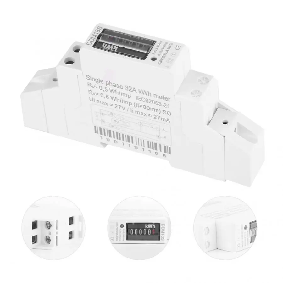 1P однофазный измеритель электроэнергии на Din рейке DDM18S 220 В/230 В рейке|Измерители