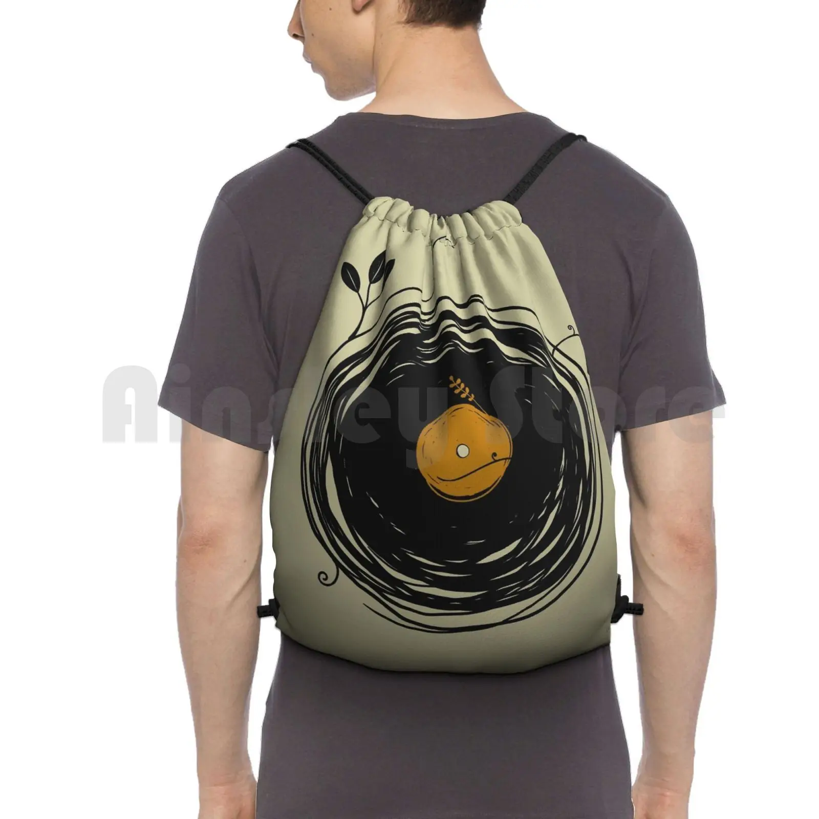 

Enchanting Vinyl Records Backpack Drawstring Bag Riding Climbing Gym Bag Vinyl Cool Vector Vinyl Record Dj Record Music