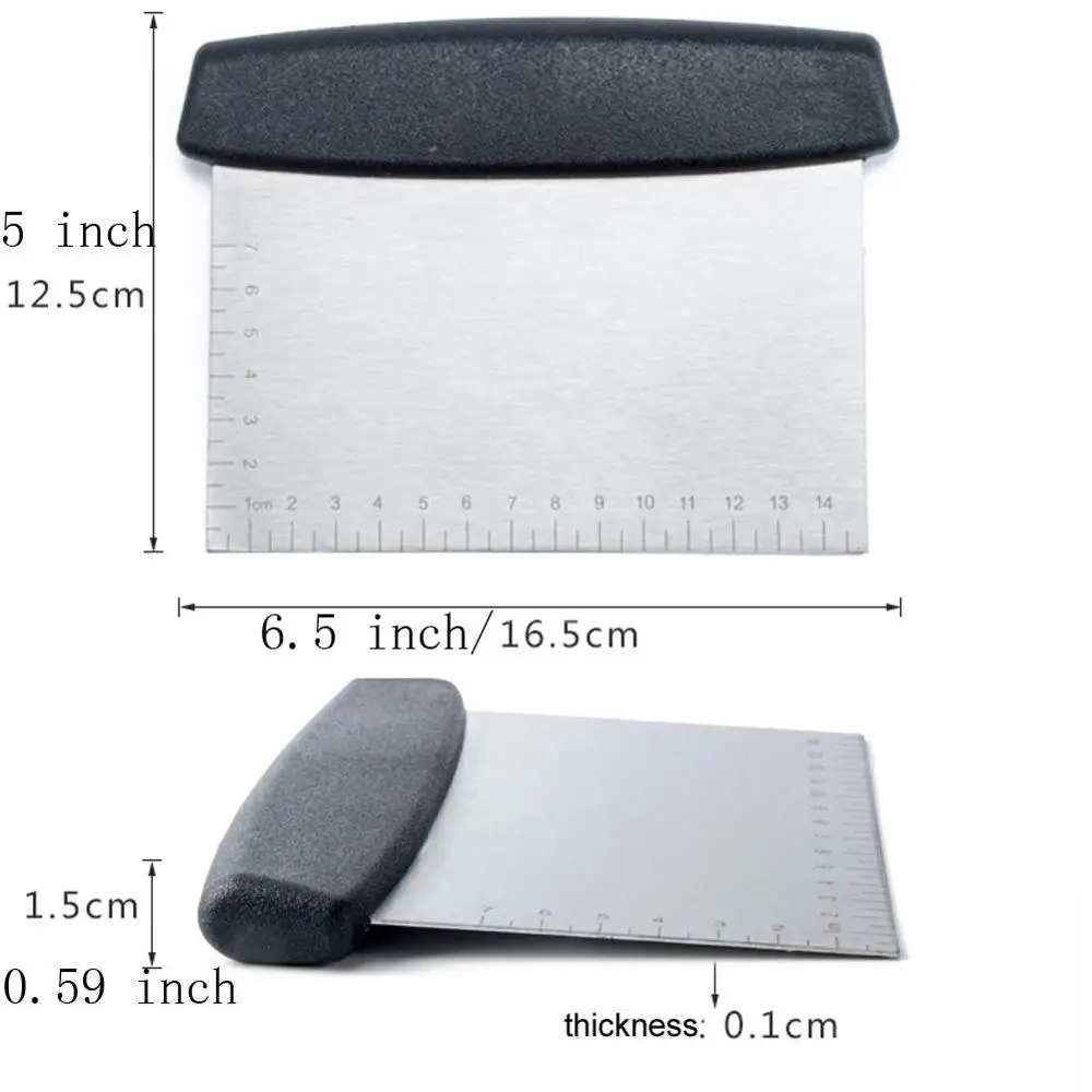 Bench Scraper Knife Stainless Steel Kitchen Pastry Metal Dough Cutter Icing Smoother Cake Decorating Scraper Dough Chopper dough scraper,dough cutter,cake scraper