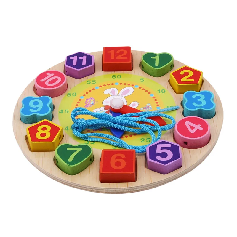rabbit Деревянная игрушка, красочные 12 цифровых часов, игрушка, цифровые геометрические когнитивные часы, игрушка для ребенка, игрушка для раннего образования, головоломка, подарок - Цвет: rabbit
