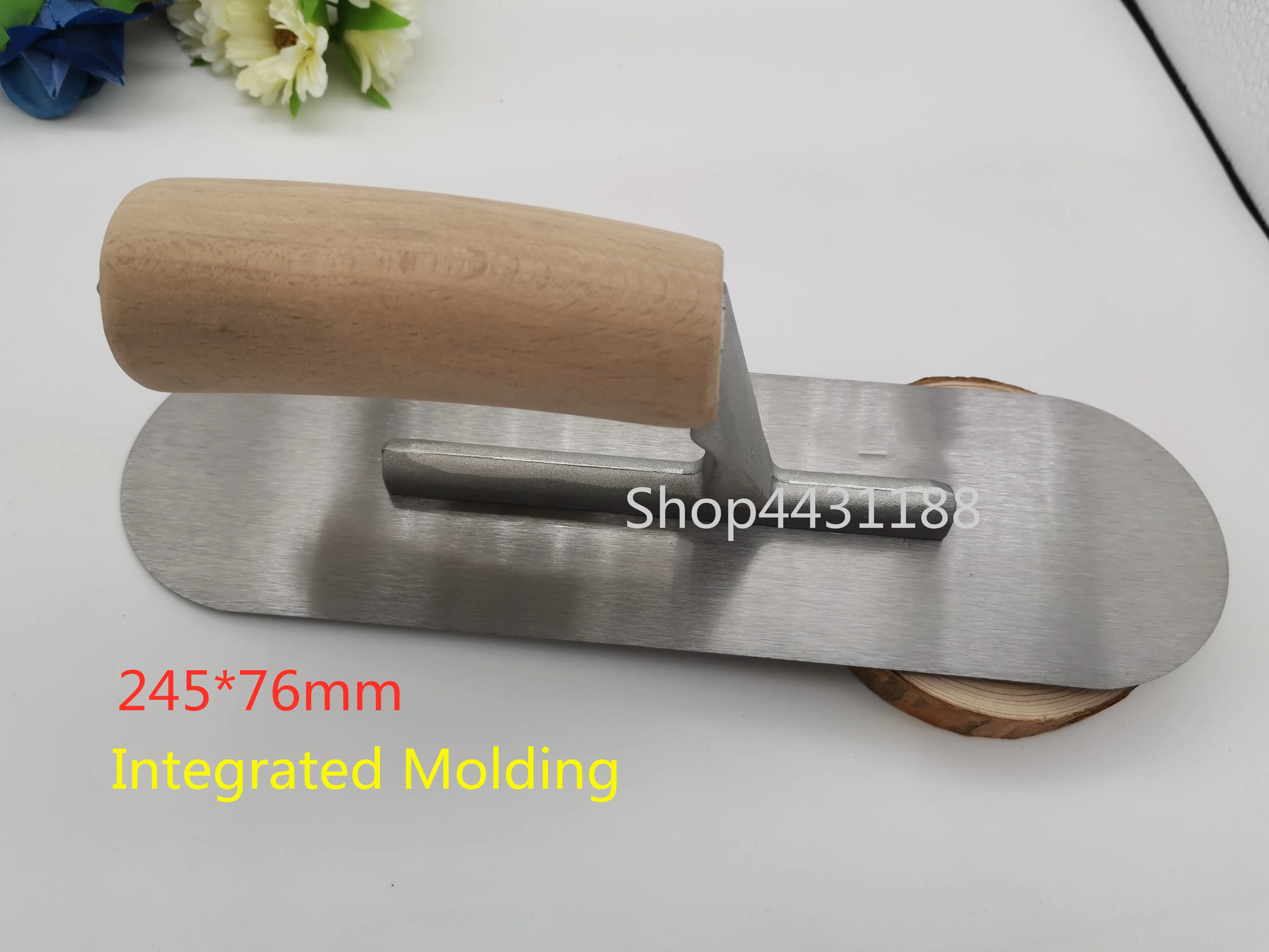 254*76mm Round Head Integrated Molding Carbon Steel Blade Wooden Handle Plaster Trowel Construction Concrete Spatula Tool