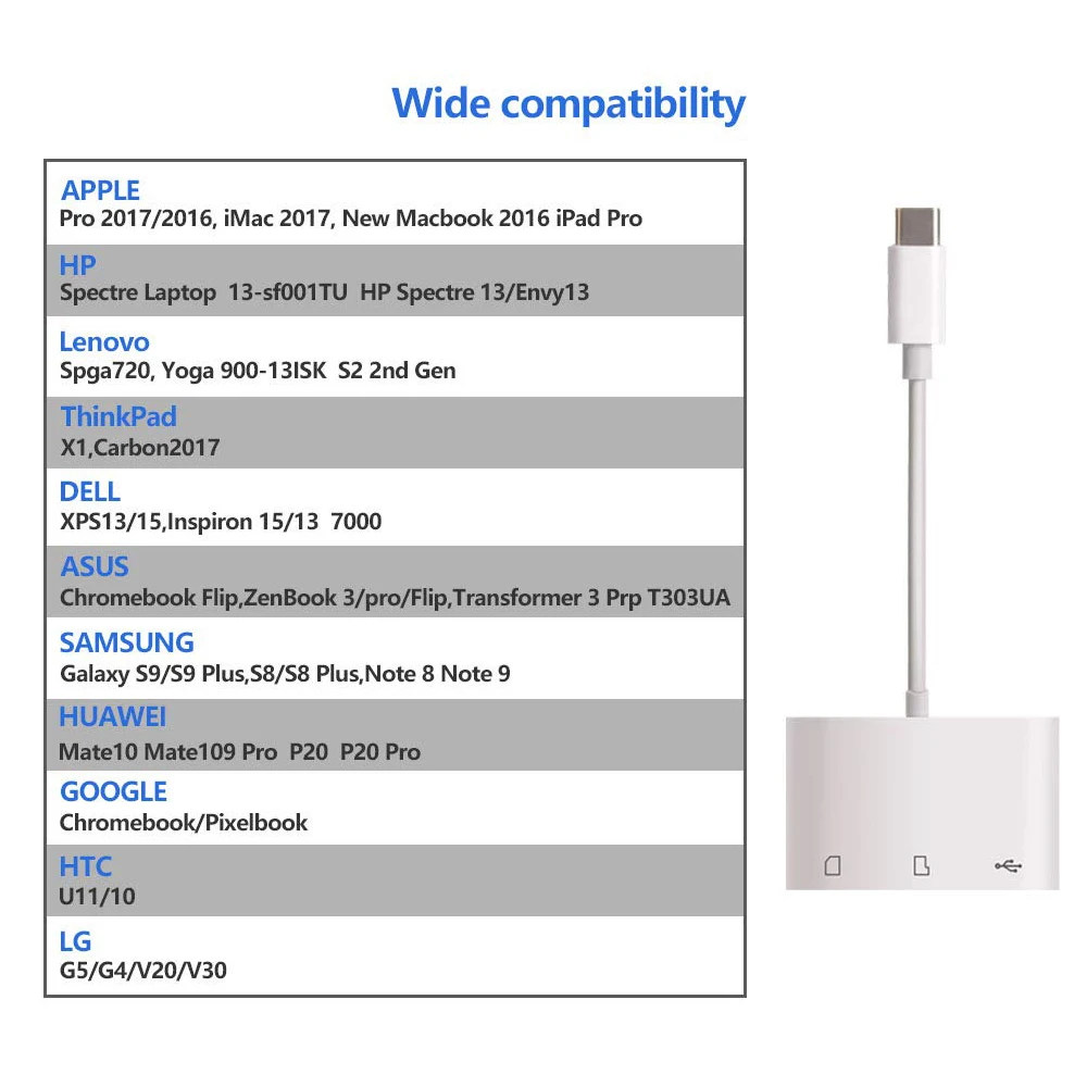 USB C SD кард-ридер адаптер, type C Micro SD TF кард-ридер адаптер, 3 в 1 USB C к USB камера карта памяти ридер адаптер для