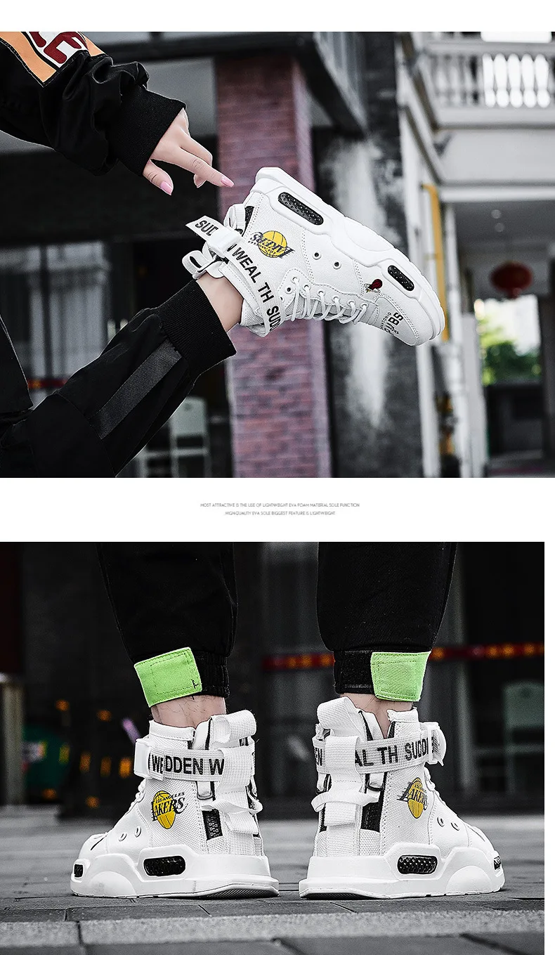 Новые стильные осенние модные высокие туфли для пары спортивная обувь в Корейском стиле, Женская обувь в стиле хип-хоп