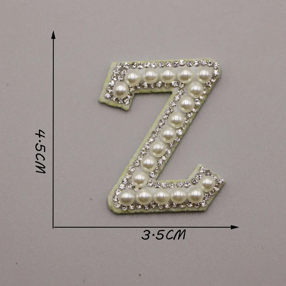Buy 26AZ Letter Silver Rhinestone Pearl English Alphabet Patch 3D