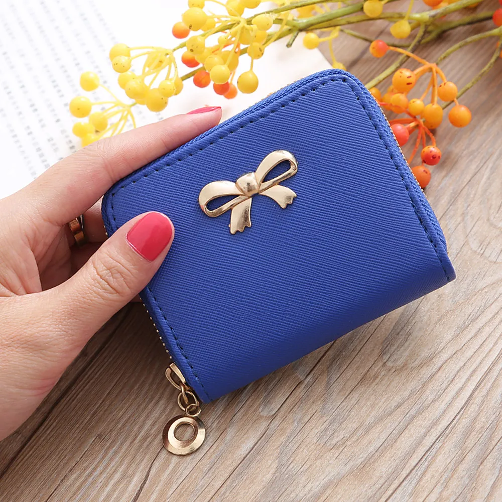 Одноцветный квадратный мини-кошелек для монет с бантом, на молнии, нулевой кошелек, клатч, маленький кошелек для девочек, сумки для ключей, держатели для карт, porte monnaie# N