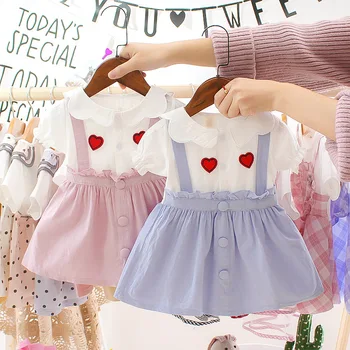 

Baby Summer Clothing Short Sleeve Love Heart Printed Patchwork Newborn Baby Girls Dress Infant Princess Dress Party Clothes