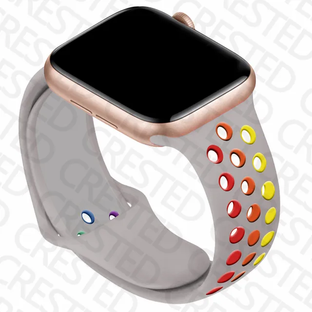Silicone Strap For Apple Watch band 44mm 40mm iWatch 38mm 42mm Smartwatch watchband Bracelet Apple Watch 6 SE 5 4 3 Accessories rainbow-gray 58