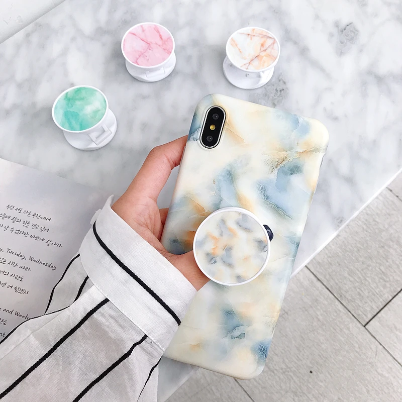 Stand Phone Holder For iPhone 6 6S Plus Case Cute Silicone Marble Frosted Matte Cover For iPhone XS MAX X XR 8 7 Plus Case EEMIA Stand Phone Holder For iPhone 6 6S Plus Case Cute Silicone Marble Frosted Matte Cover For iPhone XS MAX X XR 8 7 Plus Case EEMIA