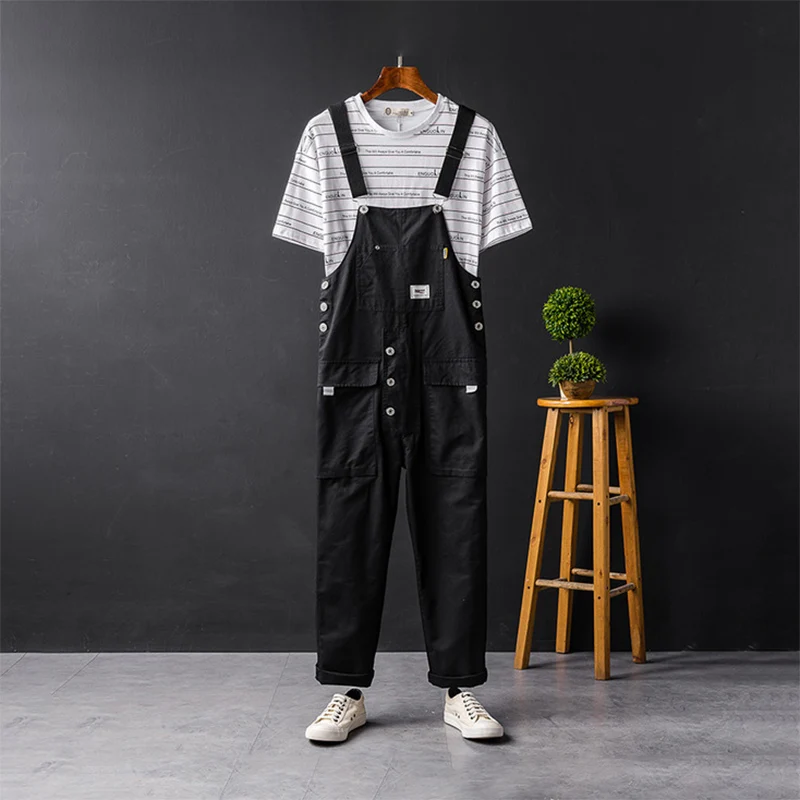 Men Brace Bib Pants Dungarees Casual Jumpsuits Streetwear Joggers