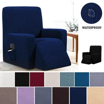 

Recliner Slipcovers Chair Covers Washable Stretch Sofa With Pocket Non-slip Furniture Protector Solid Color Armchair Co