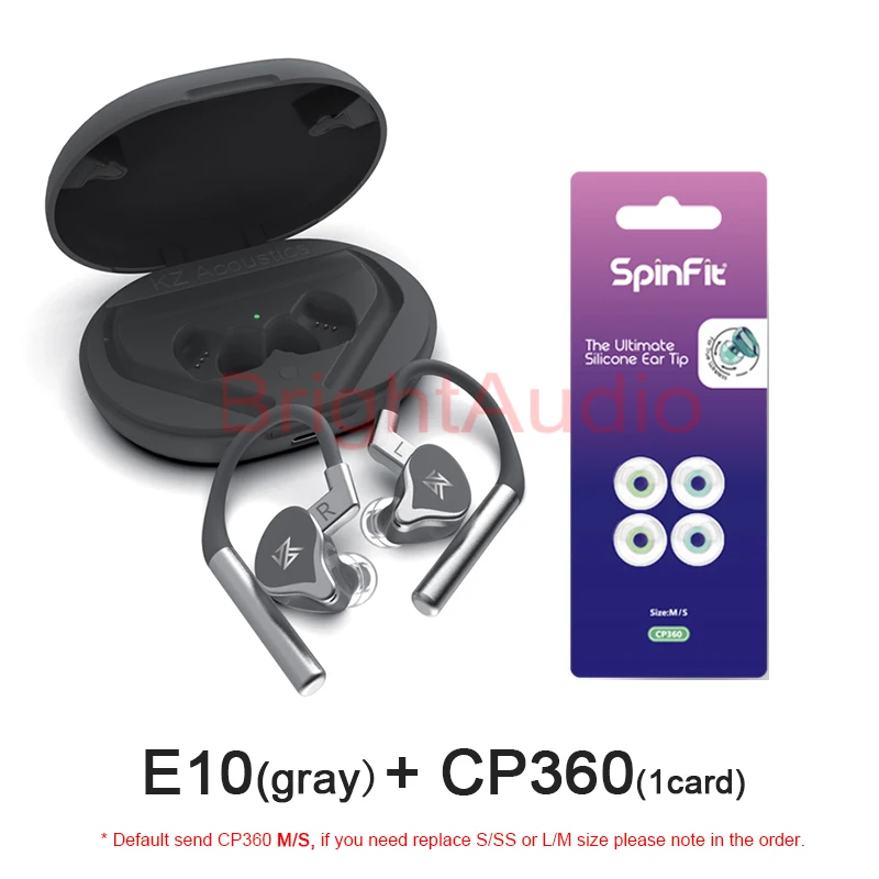 KZ E10 TWS настоящий беспроводной Гибридный Драйвер 1DD+ 4BA Bluetooth наушники бас спортивный наушник Apt-X встроенный двойной микрофон гарнитура - Цвет: E10 gray (CP360)