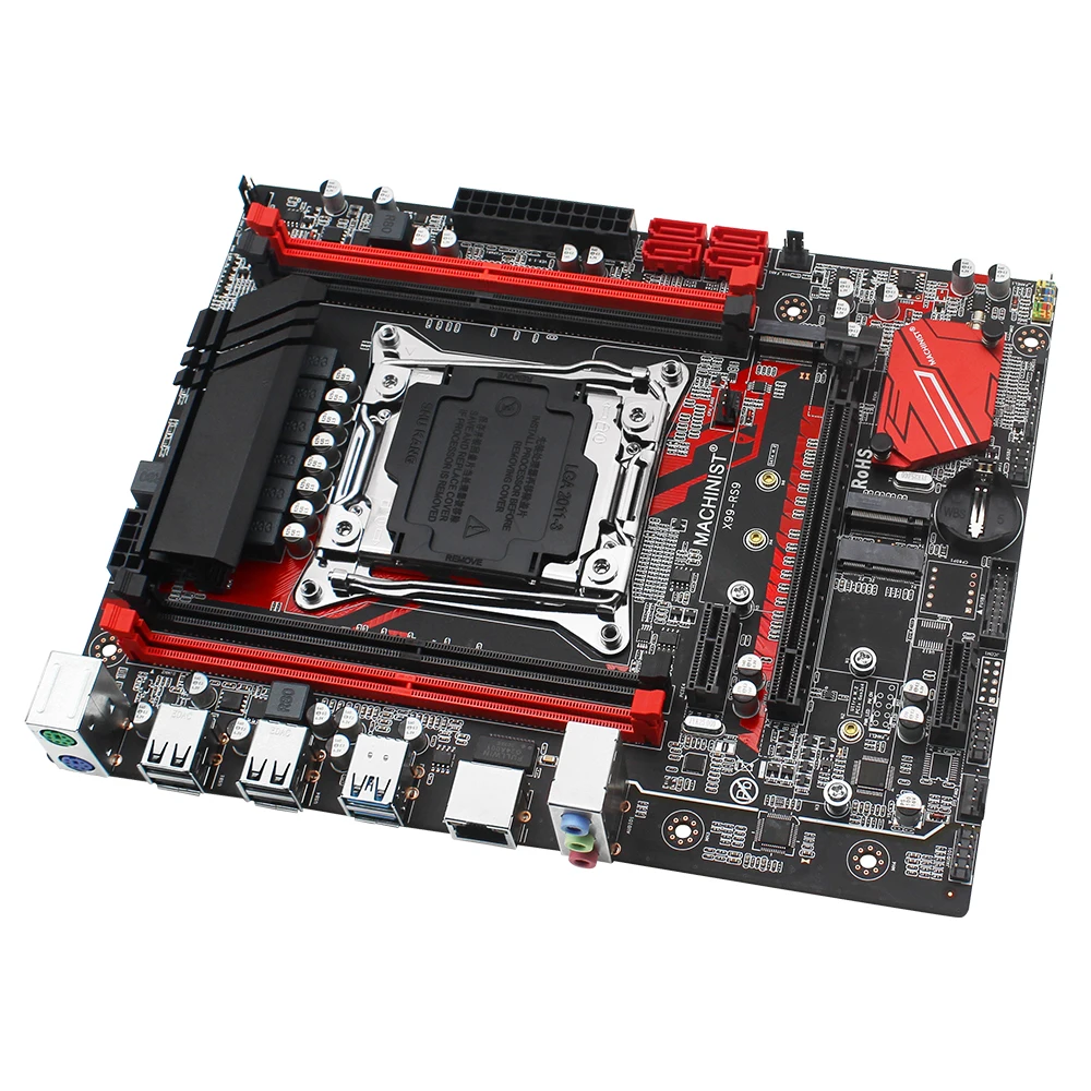 Machinsit X99 Motherboard LGA 2011-3 SATA/ PCI-E M.2 Slot Support Xeon E5 V3 V4 Processor Four-channel DDR4 RAM X99-RS9