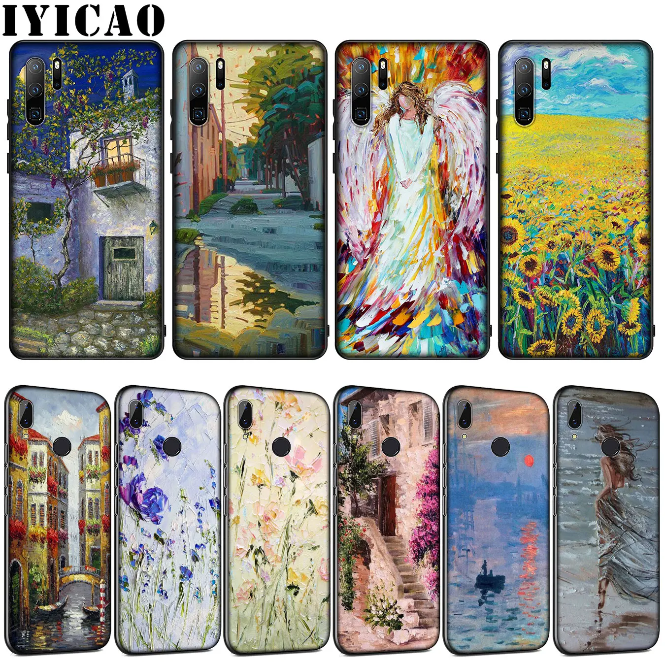 Художественные картины маслом IYICAO цветок мягкий силиконовый чехол для Huawei P30 P20 Pro