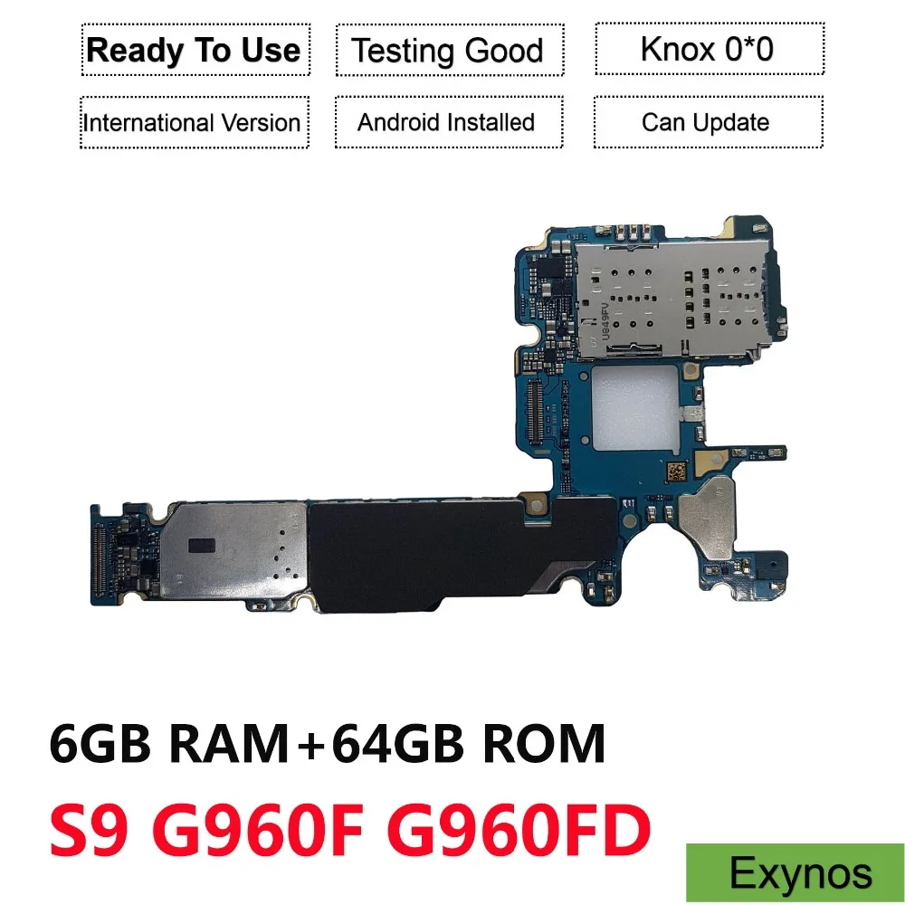 Оригинальная материнская плата для samsung Galaxy S9 G960F G960FD(G960F/DS) 64 Гб разблокированная материнская плата с двумя sim-картами(Exynos
