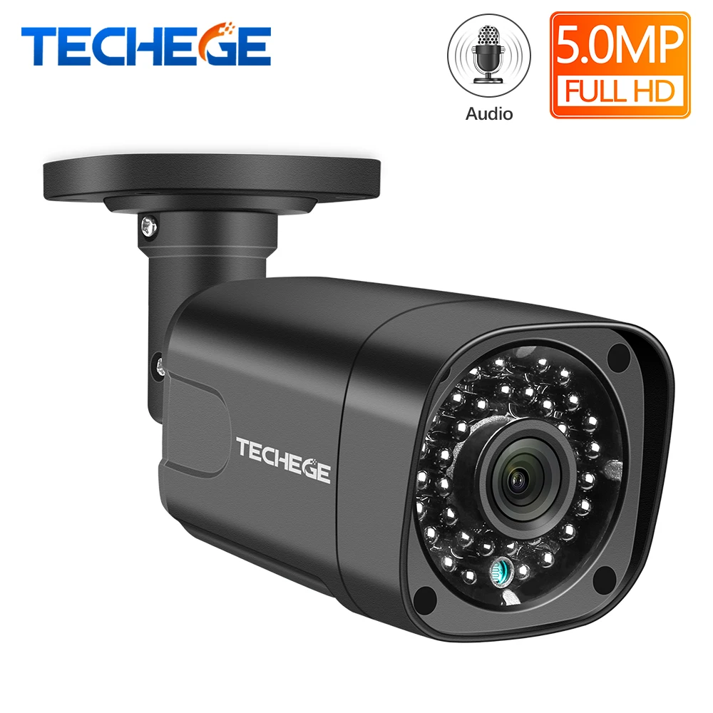  Techege Audio Security IP Camera POE Super HD 5MP h.265 ONVIF Outdoor Waterproof CCTV Camera Video  - 33062191802