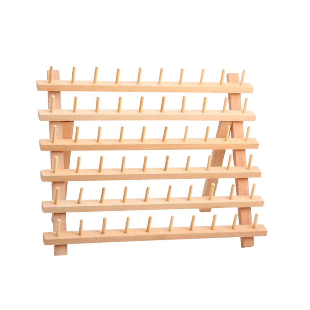 HAITRAL 60 bobinas de hilo de coser bordar organizador de costura de madera trenzar el pelo soporte plegable para montaje en pared acolchar para coser 