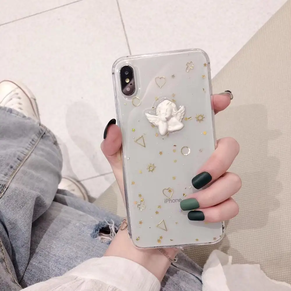 Милый 3D чехол для телефона Cupid Angel для iphone 6, 6 S, 7, 8 Plus, 10 X, XR, Xs, 11 Pro Max, TPU, силиконовая прозрачная задняя крышка, Fundas для i8P