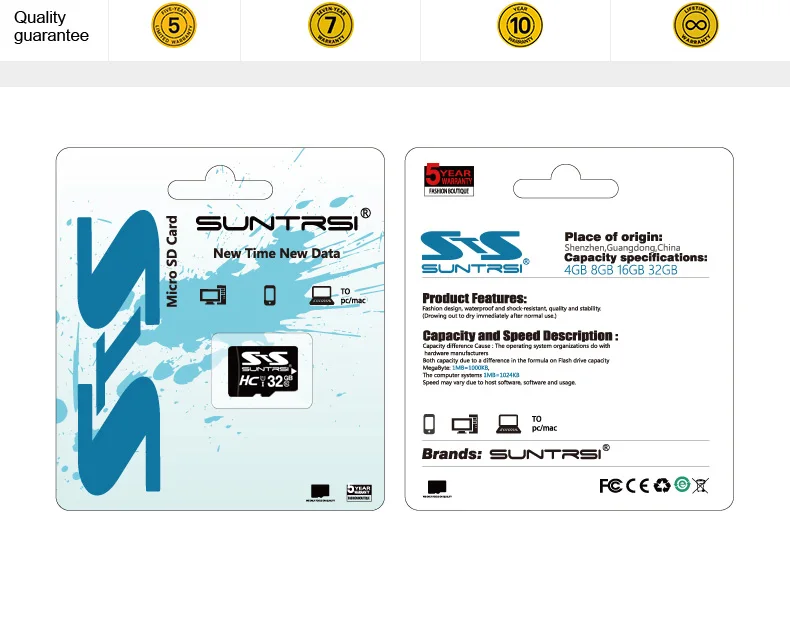 Suntrsi Mini SD Card 4 ГБ 8 ГБ 16 ГБ класса 6 реального Ёмкость 32 ГБ карты памяти SD высокой скорость Micro SD карты памяти Бесплатная доставка