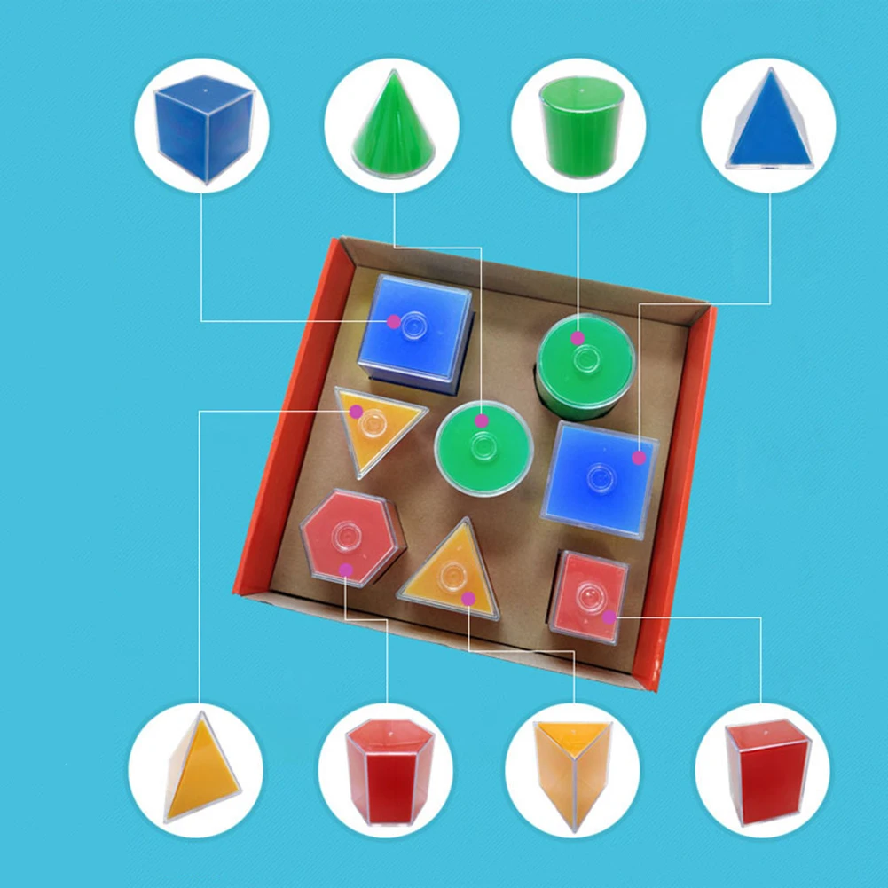 Recursos de Aprendizagem de Matemática Perfeito para o Aniversário da Criança Dobrar Prisma Cilindro Modelo Geométrico Brinquedos Educativos Crianças Presentes Brinquedo 8 Pçs - Set 9 High Quality Brinquedos e hobbies