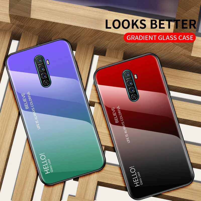 Phone Case for OPPO Realme X2 Case Cover Soft Silicone Shockproof Business Tempered Glass Case for OPPO Realme X2 Pro Realme XT