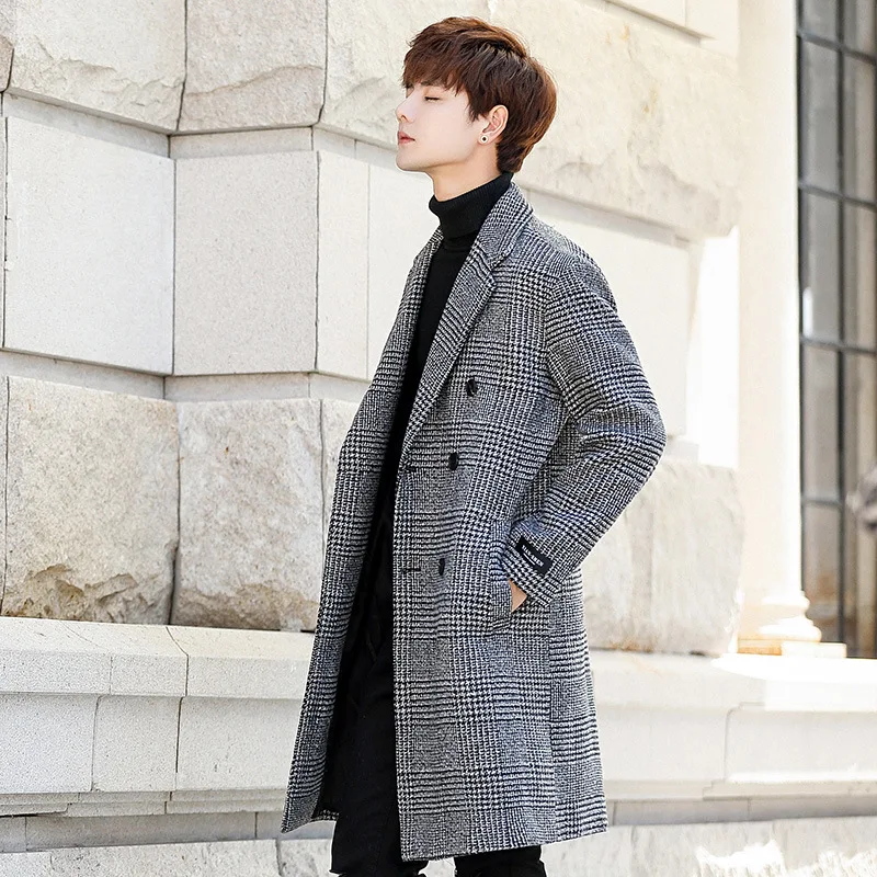 Winter Long Jacket Men Fashion Korean Loose Fit Double Breasted Trench Coat Teenager Turn-down Collar Pocket Warm Overcoat Male Winter Long Jacket Men Fashion Korean Loose Fit Double Breasted Trench Coat Teenager Turn-down Collar Pocket Warm Overcoat Male