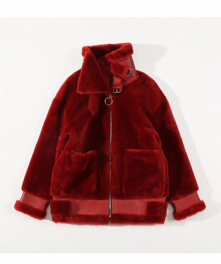 A new autumn/winter fur coat featuring female sheep sheared down version trend of skinny