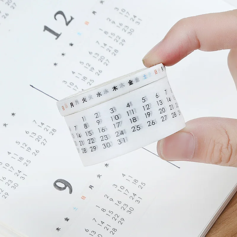 Monthly Weekly Date Calendar Washi Tape Creative Planner Scrapbooking DIY Sticker Label Masking Tape School Supplies Stationery