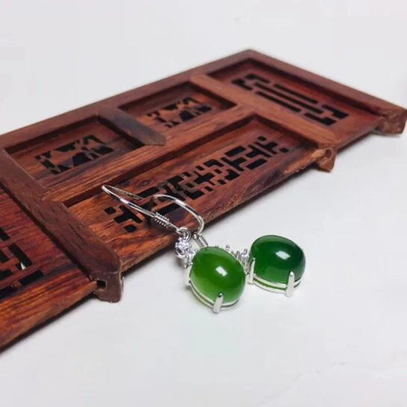 Красивые благородные 925 пробы серебряные серьги Hetian jade Jasper в форме капли воды, Модные женские ювелирные изделия, Рождественский подарок